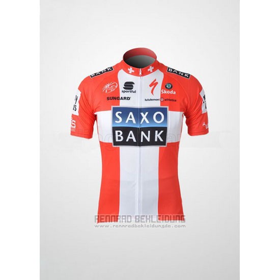 2010 Fahrradbekleidung Saxo Bank Champion Danemark Trikot Kurzarm und Tragerhose - zum Schließen ins Bild klicken